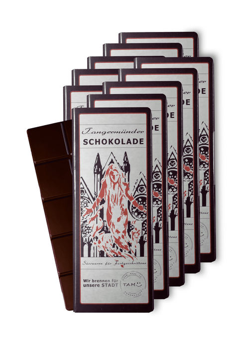 Tangermünder Schokolade - Bio vegane Schokolade mit 50% Kakaoanteil 10er Set