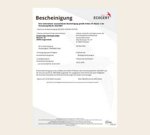 Konditorei Stehwien: BIO Zertifikat Konditorei Stehwien GmbH Banner